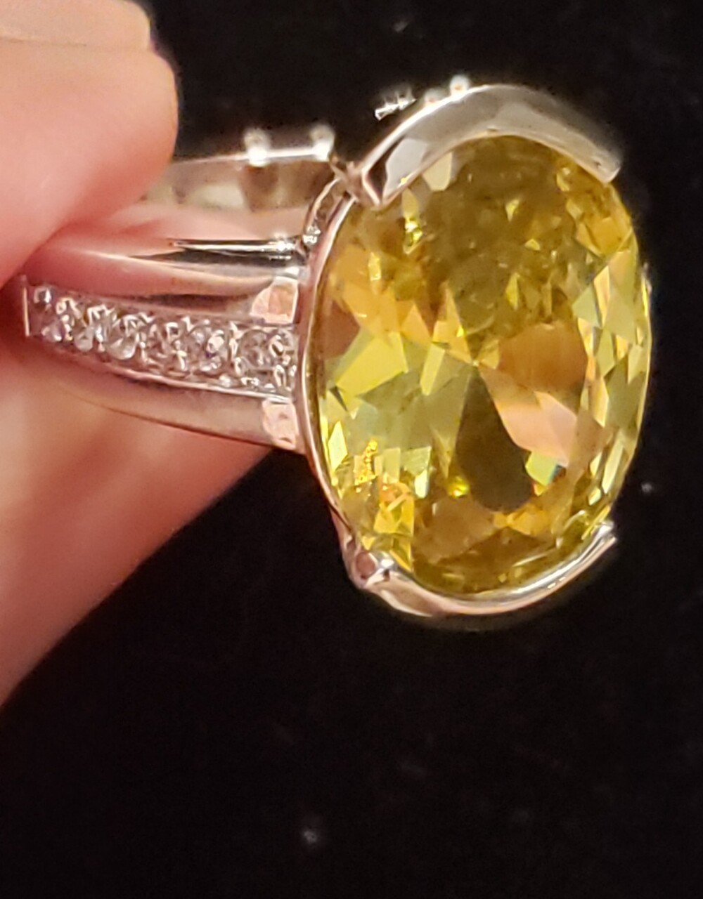 NEW Yellow Sapphire & Sterling Fashion Ring, Size 10,  Faceted Huge Stone, WOW!